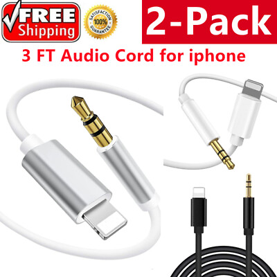 #ad 2 Pack For iPhone Audio Cable Adapter 8 Pin to 3.5mm AUX Audio Car Adapter Cord