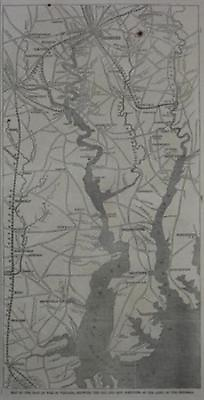 #ad 1862 Civil War Map RICHMOND PETERSBURG SUFFOLK Virginia