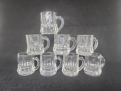 #ad #ad Vintage Set of 8 Federal Glass Mini Beer Stein Mugs Shot Glasses