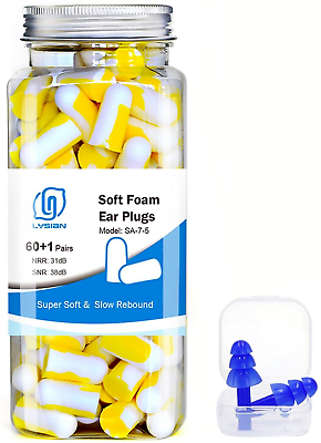 #ad Lysian YL WH Ultra Soft Foam Earplugs 60 Pairs 38Db SNR Ear Plugs FREE SHIPPING