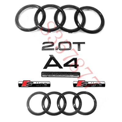 #ad For Audi A4 Emblem Gloss Rings Rear Quattro 2.0T Sline 2008 17 Combo Set OE
