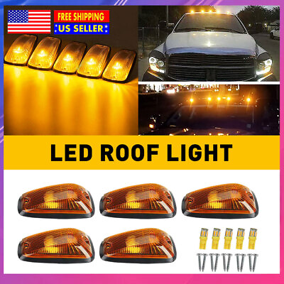5x Cab Marker Roof Parking Light Amber LED For Chevy GMC 1988 2002 Pickup Truck
