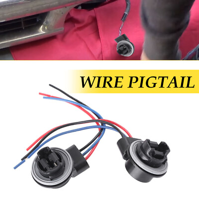 #ad Pigtail Wire Female Socket 3157 S Two Harness Front Turn Signal Universal 2pcs