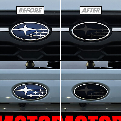 #ad FOR 18 22 Subaru Crosstrek Front amp; Rear Emblem SMOKE Precut Vinyl Tint Overlays