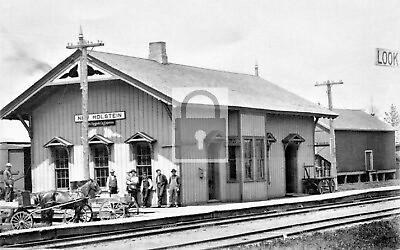 #ad #ad Railroad Train Station Depot New Holstein Wisconsin WI Reprint Postcard
