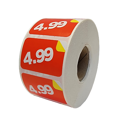 #ad 9.99 Pricing Sticker Price Paid Sale Labels RD YL 1.5quot;x1quot; Adhesive 1000 PCS