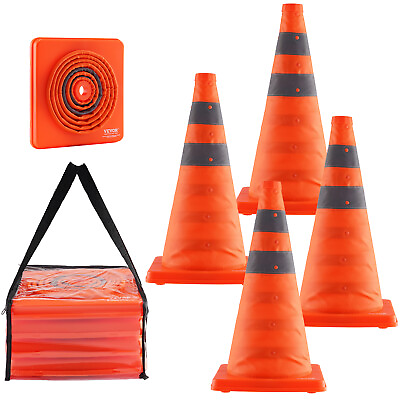 #ad VEVOR Safety Cones 4 pcs 18quot; Collapsible Traffic Cones with Reflective Collars