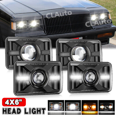 #ad For Buick Regal Grand National 1982 87 4X6quot; LED Headlights 2X High 2X Low Beam