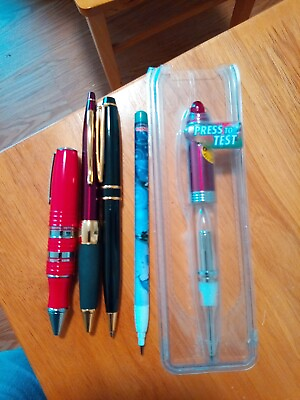 #ad 4 Vtg Pens amp; 1 Pencil 2 Heavy Metal 2 Plastic amp; Pencil Is Bensia Plastic No Ink
