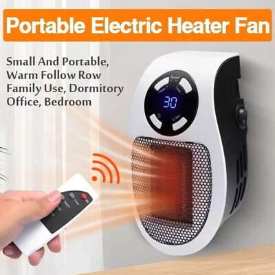 #ad Portable Electric Heater Plug In Wall Space Heater Adjustable Thermostat Remote