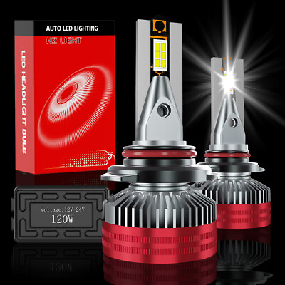 #ad #ad 9006 HB4 Led Headlight Bulbs 120W 40000LM Super Bright 6700K High Low Beam x2