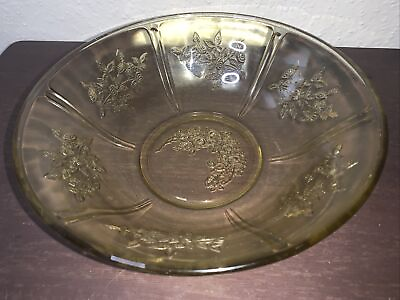 #ad #ad 1930#x27;s FEDERAL Amber Depression Glass SHARON CABBAGE ROSE 8 1 2” SERVING BOWL