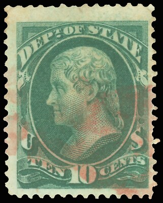 #ad Scott #O62 10¢ DEPT OF STATE OFFICIAL Red Washington DC Local Cancel SCV $90