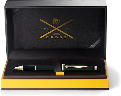 #ad Cross Townsend Refillable Rollerball Pen Black Lacquer 23 Carat Deluxe Gift Box