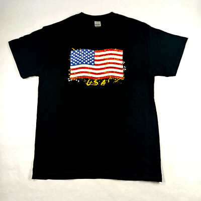 #ad American Flag USA Patriotic Freedom Adult Short Sleeve T Shirt Crew Tee Mens