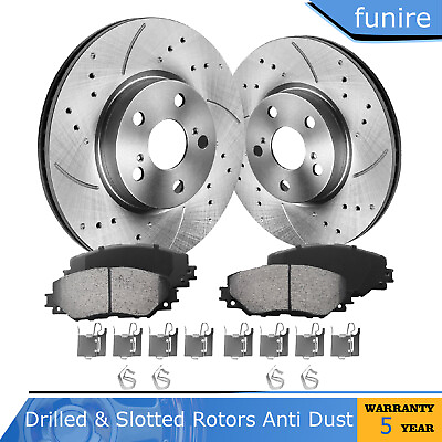 #ad funire Front Disc Brake Rotors amp; Ceramic Pads Kit for Toyota Corolla Matrix 2014