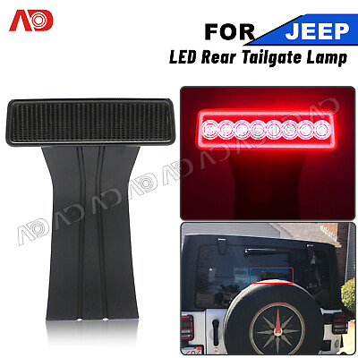 #ad For 07 17 Jeep Wrangler JK LED Rear Third 3rd Brake Tail Light Stop Lamp Smoked