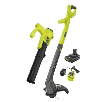 #ad RYOBI 1 18 Volt Cordless Electric String Trimmer Edger and Blower Combo Kit