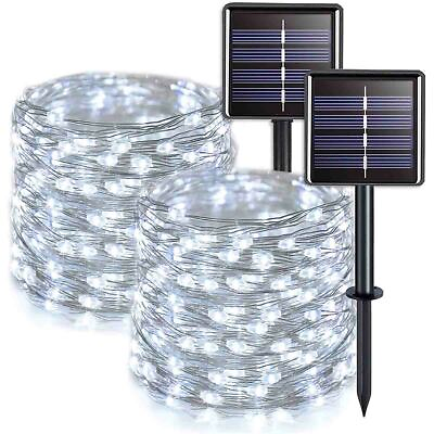 Outdoor Mini 33Ft 100 LED Copper Wire Lights 8 Modes Solar Powered Fairy Lights