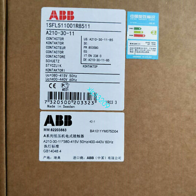 #ad ABB A210 30 11 Contactor 110 120V 50Hz 60Hz Fast Shipping Surplus Factory Sealed