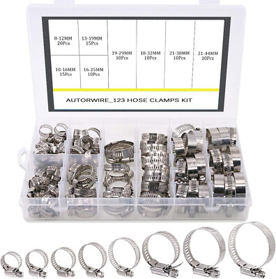 #ad 101 130Pcs Adjustable Hose Clamps Worm Gear Stainless Steel Clamp Assortment set