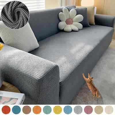 #ad Elastic Jacquard Fabric Sofa Cover Sectional L Shape Sofa Slipcover Corner Case