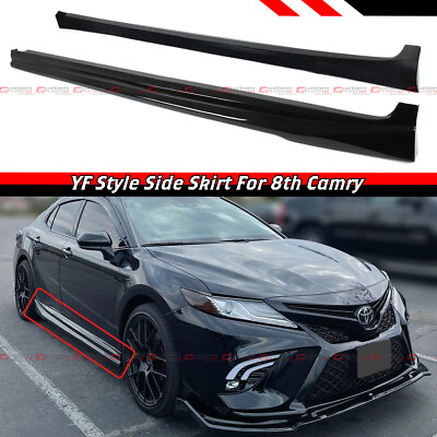 #ad For 2018 24 8th Gen Toyota Camry Yofer Painted Gloss Black Side Skirt Extension