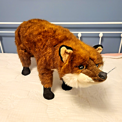 #ad Large Ditz Designs Red Fox by The Hen House Foot Rest Stool Realistic 3#x27; L Plush