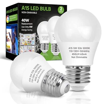 #ad #ad LED Refrigerator Light Bulb 40W Equivalent LED A15 Bulb 5W Daylight 5000K E...