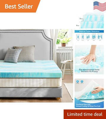 #ad 3quot; King Mattress Topper Memory Foam Cooling Gel Relieve Pressure Breathable