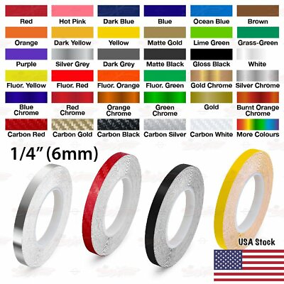 #ad 1 4quot; Roll Vinyl Pinstriping Pin Stripe Solid Line Car Tape Decal Stickers 6mm