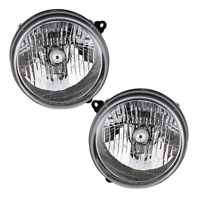 #ad #ad Pair Headlights for 03 04 Jeep Liberty Lens w Housing Set 55155809AB 55155808AB