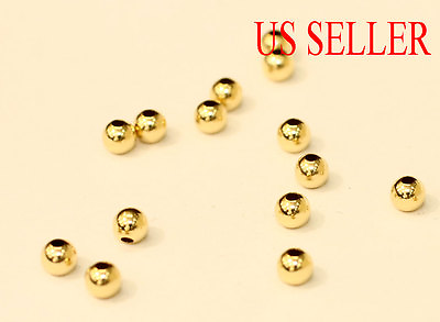 #ad 1 pc 14k solid gold 2 3 4 5 mm round polish beads loose price for 1 piece