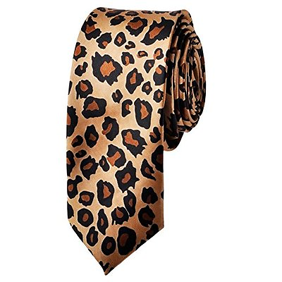 #ad Brown Leopard Cheetah Animal Print NECK TIE Slim Unisex necktie USA