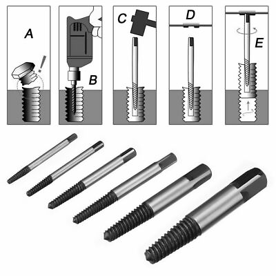 #ad 6PCS SCREW Extractor Easy Out Set Drill Bit Guide broken Damaged Bolt Remover
