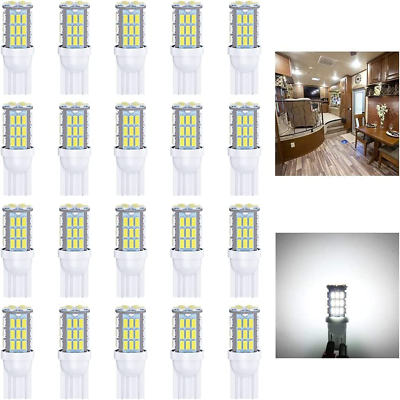 #ad White Super Bright LED Bulbs: Set of 20 300% Brighter 500LM 12V 2W 360° Design