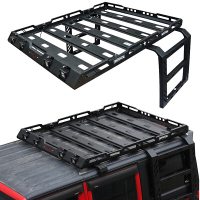 #ad #ad Wrangler Roof Rack Cargo Luggage Carrier W Lightsamp;Ladder For 07 18 Wrangler JK