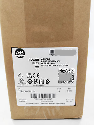 #ad Factory Sealed Allen Bradley 25B D010N104 A Powerflex 525 AC Drive 5HP 4.0KW US
