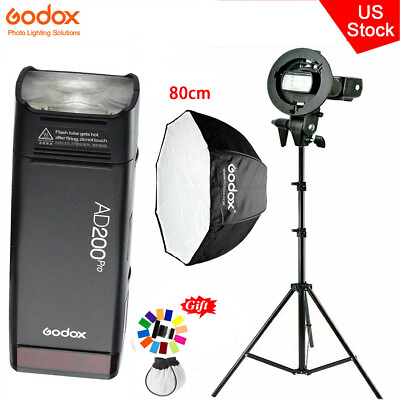 #ad US Godox AD200Pro 2.4G TTL HSS Flash Speedlite80cm Umbrella Softbox Stand Kit