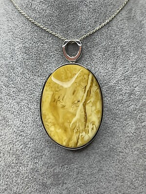 #ad Genuine BIG Amber Stone PENDANTS.Egg Yolk Amber PENDANT with Sterling Silver