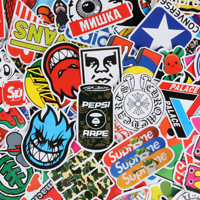 #ad 100pcs Hypebeast Skateboarding Fashion Brand Stickers Waterproof Vinyl Stickers