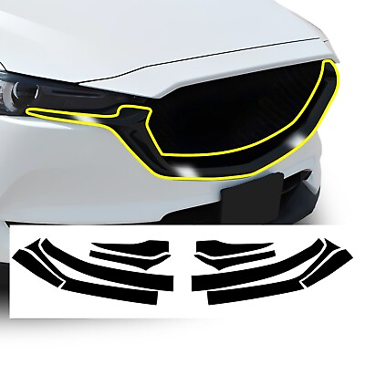#ad Fits Mazda CX 5 2017 2021 Front Grille Chrome Delete Cover Decal Blackout Trim