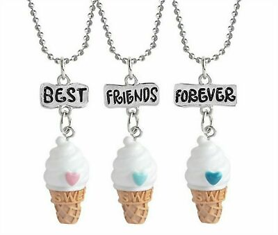 #ad Girl Children BFF 3 Best Friends Forever Ice Creams Pendant Necklace Gift her