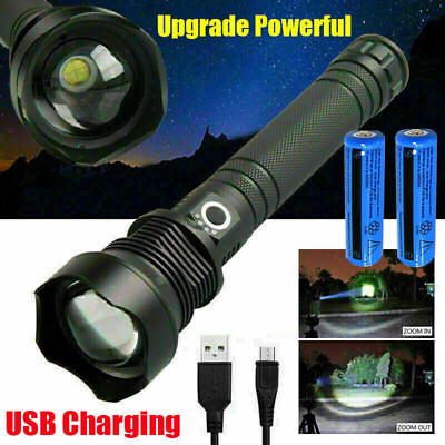 #ad #ad Super Bright 990000000LM XHP90 LED Flashlight Rechargeable Zoom Police LED Torch