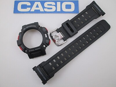 #ad Genuine Casio G Shock Mudman G 9000 G9000 black resin watch band amp; bezel set