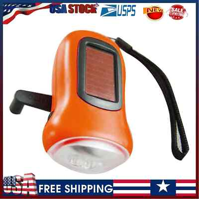 Hand Crank Solar Dynamo Torch Lamp Outdoor Emergency LED Flashlight orange US