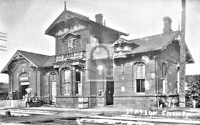 #ad Railroad Train Station Depot Enon Pennsylvania PA Reprint Postcard