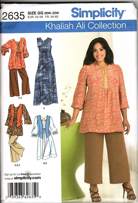 #ad Simplicity 2635 Womens 26W to 32W Dress Top Pants and Vest Sewing Pattern