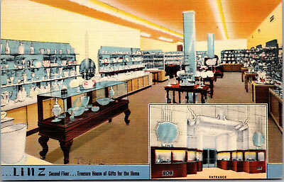 #ad Vtg 1940s Linz Jewelers Jewelry China Store Dallas Texas TX Advertising Postcard