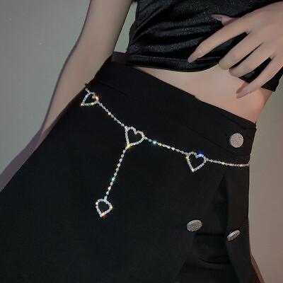 #ad Women Heart Chain Belt Female Silver Waist Dress Waistband Metal Be